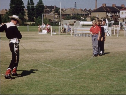 Cowboy demonstration, company fete, Dagenham, 1950s.